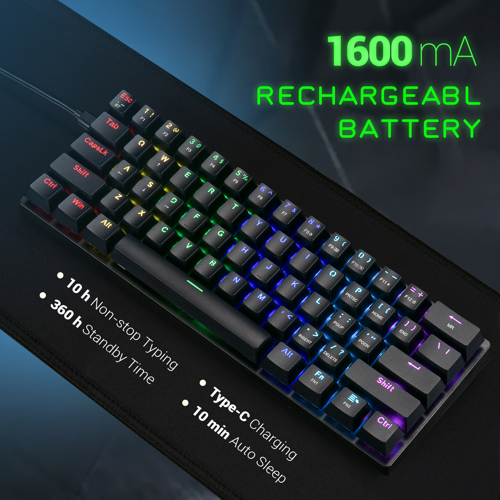 Amazon.com: Pauroty 60% Wireless Mechanical Keyboard, Triple Mode